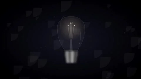 Abstract motion graphic animation of a stylized glowing lightbulb icon on a.. Stock Footage 345694139