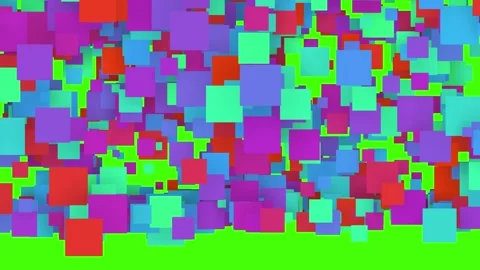 Abstract Motion Graphic with Colorful Falling Squares on Green Screen Video stock 330919780