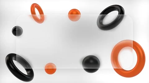 Abstract Motion Graphic of Glass Frame with Floating 3D Rings and Spheres Stock Footage 333895861
