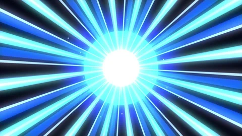 Abstract motion graphic with glowing blue sun rays bursting from center, li.. Stock Footage 345627119
