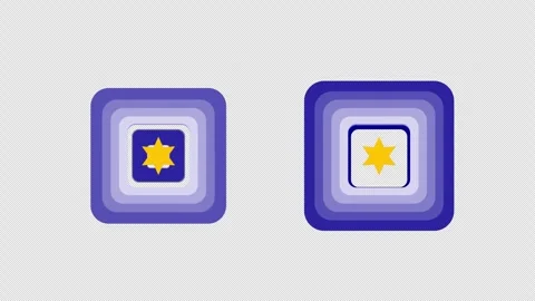 Abstract motion graphic with glowing yellow stars inside nested blue square.. Stock Footage 325971368