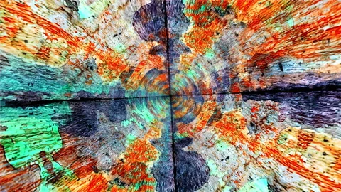 Abstract motion graphic loop circle grunge colored psychedelic Video stock 176705350
