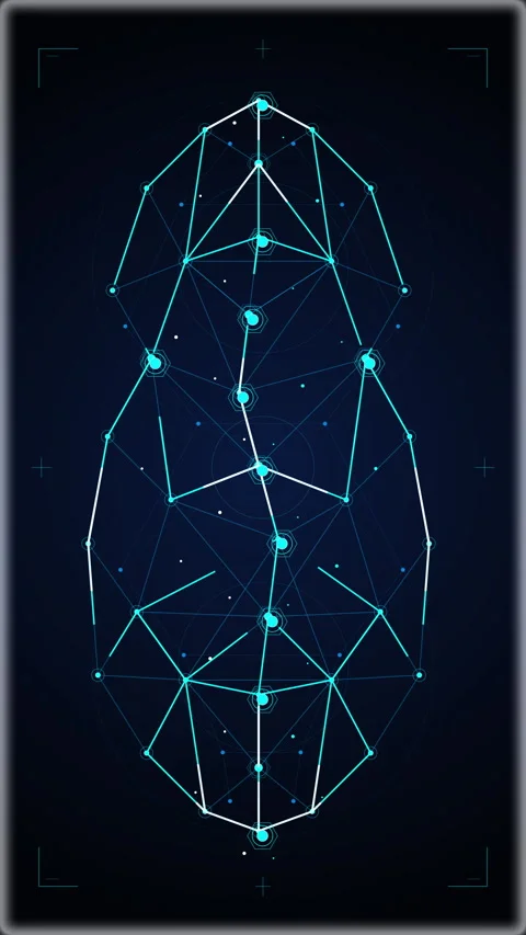 Abstract motion graphic loop displaying blue geometry and glowing tech Stock Footage 346638569