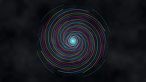 Abstract motion graphic loop featuring colorful glowing spiral tunnel element Stock Footage 346736236