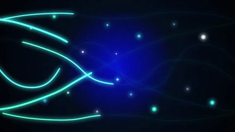 Abstract motion graphic loop with glowing neon light waves and digital particles Stock Footage 346736322