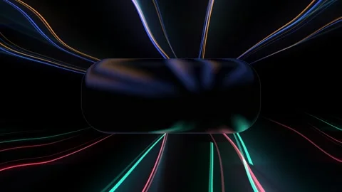 Abstract motion graphic of neon glowing light lines Video stock 345973516