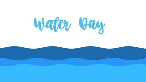 Abstract motion graphic with rolling blue ocean waves and water day text ov.. Stock Footage 339055147