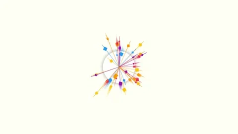 Abstract motion graphic with rotating colorful lines and shapes on white ba.. Stock Footage 342322457