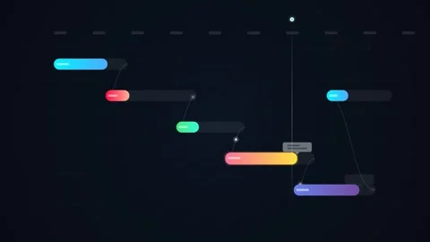 Abstract Motion Graphics Animation of Colorful Data Bars and Progress Timeline Vídeos de archivo 344353693