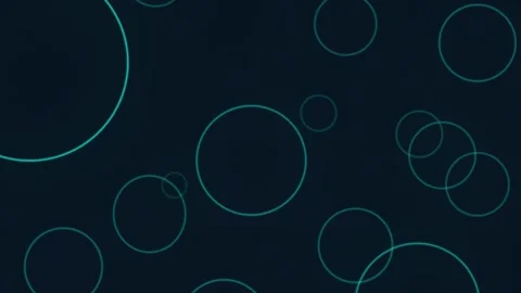 Abstract Motion Graphics Background with Glowing Cyan and Teal Outlined Circles Stock Footage 339316447