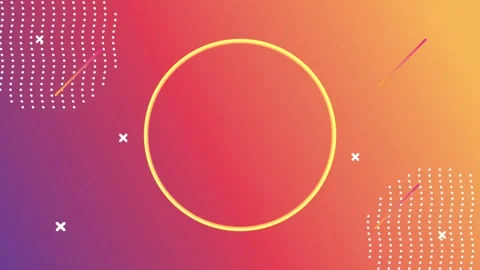 Abstract motion graphics background with golden circle and floating geometr.. Stockbeeldmateriaal 339045695