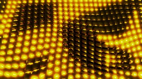 Abstract motion graphics background, metallic gold lustrous field Stock Footage 144188844