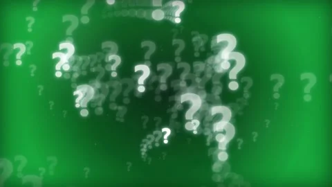 Abstract Motion Graphics of Floating White Question Marks on a Glowing Green Stock Footage 346214612