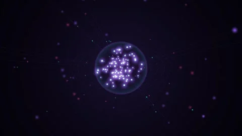 Abstract Motion Graphics with Glowing Purple Particles Inside a Sphere 動画素材 343906152