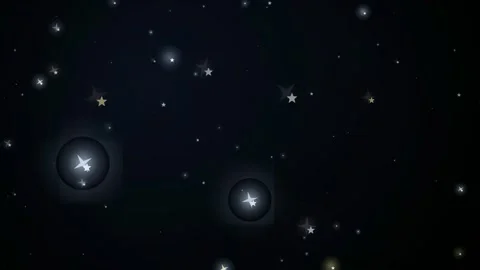 Abstract motion graphics of glowing stars and celestial bodies floating in a Video stock 346209460