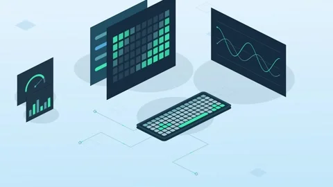 Abstract motion graphics illustrating machine learning training process with flo Stock Footage 339752480
