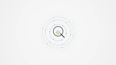 Abstract Motion Graphics of Magnifying Glass Searching Data Orbitals Stock Footage 340348393