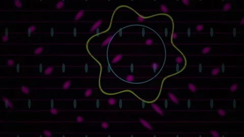Abstract Motion Graphics with Purple Particles and Geometric Shapes on Dark.. Stock Footage 343688992