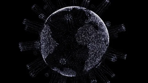 Abstract motion graphics - spinning digital Earth as a virus (loop) Stock Footage 126500127