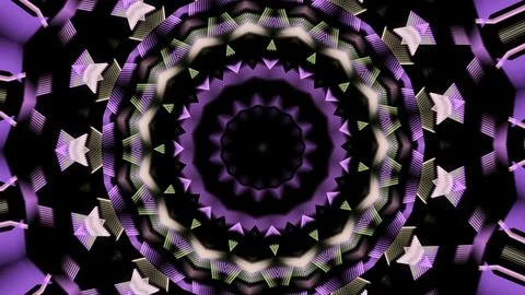 Abstract motion of kaleidoscope with geometric pattern. Animation. Ornamental Stock Illustration