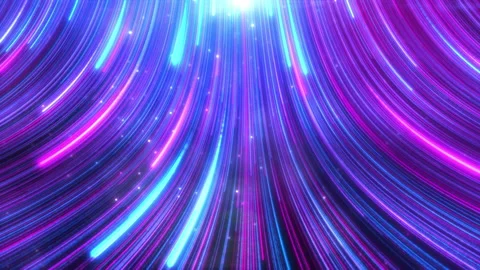 Abstract motion multi-color glow light trail with particles background. Stock Footage 229137942