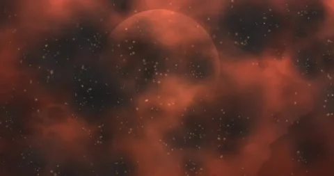 Abstract motion red planet, luminous particles and atmospheric clouds 動画素材 260406833