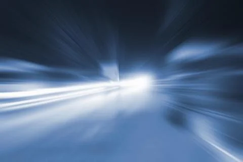 Abstract motion speed background with bokeh defocused lights Stock Photos