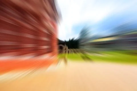 Abstract motion speed background with bokeh defocused lights Stock Photos