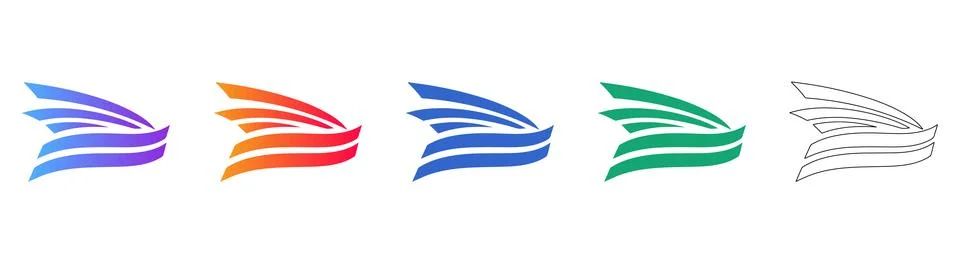 Abstract Motion Speed Lines Icon Set Stock Illustration