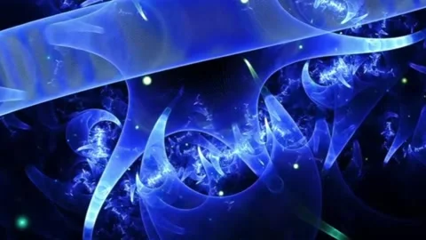 Abstract motion video of broad blue string with blue geometrical loops. Stock Footage 271059243