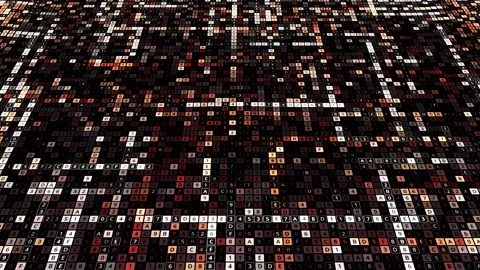 Abstract motion waving texture with numbers and letters replacing each other Stock Footage 157163641