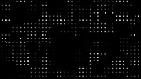 Abstract motion of white dots halftone geometrically pattern at flat black Stock Footage 296046190