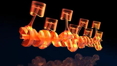 Abstract motor piston engine 3D render Stock Illustration