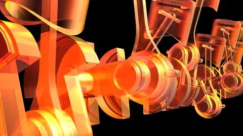 Abstract motor piston engine 3D render Stock Illustration