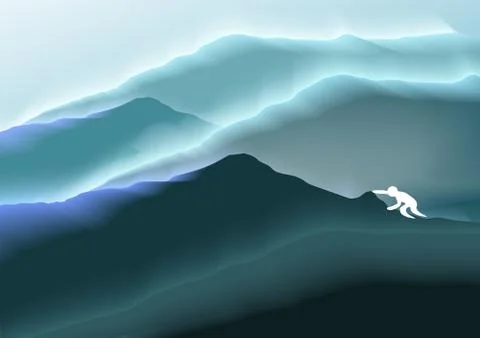 Abstract Mountain climbing - Vector Illustration Stock Illustration