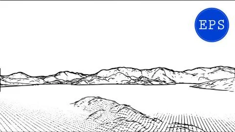 Abstract mountain cyberspace grid. Vector illustration Illustrazione stock