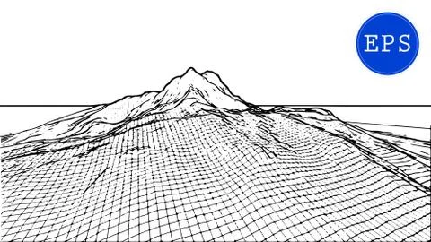 Abstract mountain cyberspace grid. Vector illustration Illustrazione stock