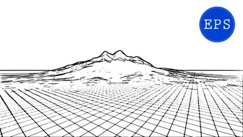 Abstract mountain cyberspace grid. Vector illustration Illustrazione stock