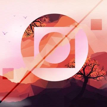 Abstract Mountain Geometric Background with Triangles, Circles - Vector Ill.. Stock Illustration