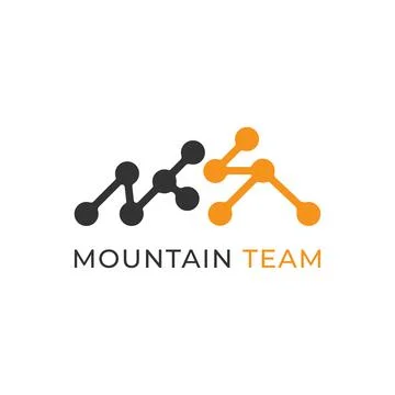 Abstract Mountain Hiker Vector Logo with combination of Neuron Channel Desi.. Stock Illustration