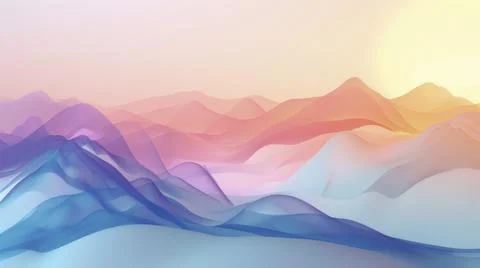 Abstract mountain landscape with colorful, gradient hues ranging from blue to Stock Illustration