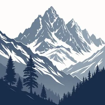 Abstract Mountain Landscape Design with Layered Depth Stock Illustration