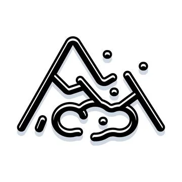 Abstract mountain landscape with falling snow or rocks Stock Illustration