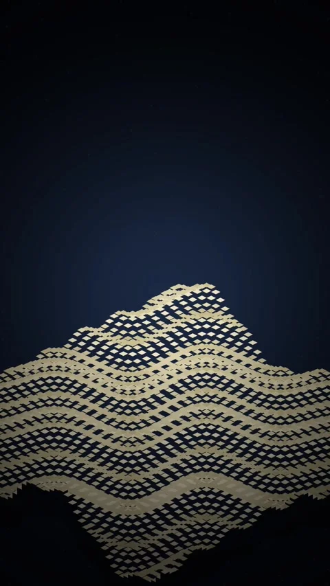 Abstract mountain landscape with geometric patterns and dark blue background Stock Footage 347697736
