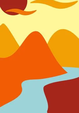 Abstract Mountain Landscape Stock Illustration