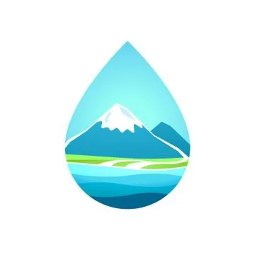 Abstract Mountain landscape inside Water Frame Stock Illustration