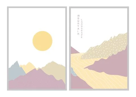 Abstract mountain landscape posters. Vector illustration. Posters Stock Illustration