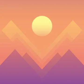 Abstract mountain landscape sunset or sunrise vector with modern retro feel in Stock Illustration