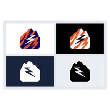 Abstract Mountain Lightning Logo Vector Set Illustrazione stock