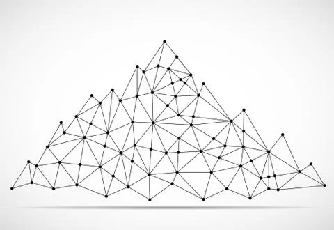 Abstract mountain of lines and dots. Polygonal mountain Stock Illustration
